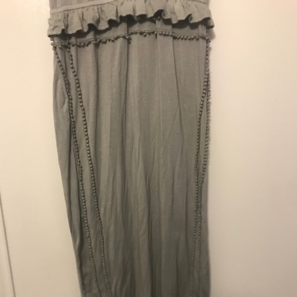 Long gray dress with thick straps with slit - Picture 2 of 8